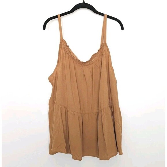 TORRID Gauzy Tank Top Womens Plus‎ Size 3X Tan Flowy Sleeveless Lace Boho NWT - Picture 2 of 11